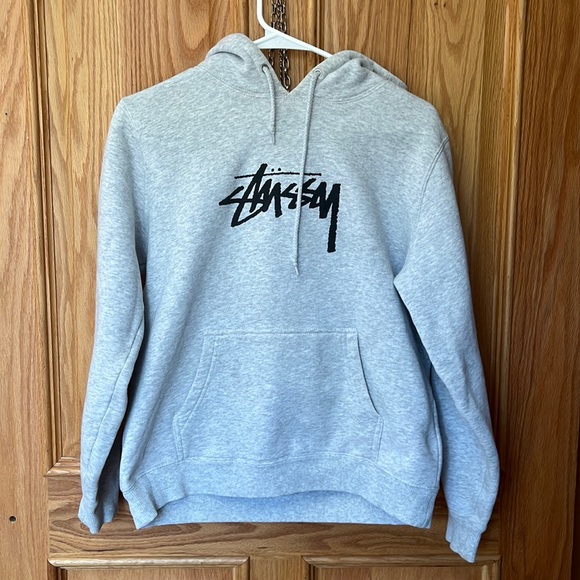 Stussy Gray Hoodie with Black Logo - Picture 1 of 9